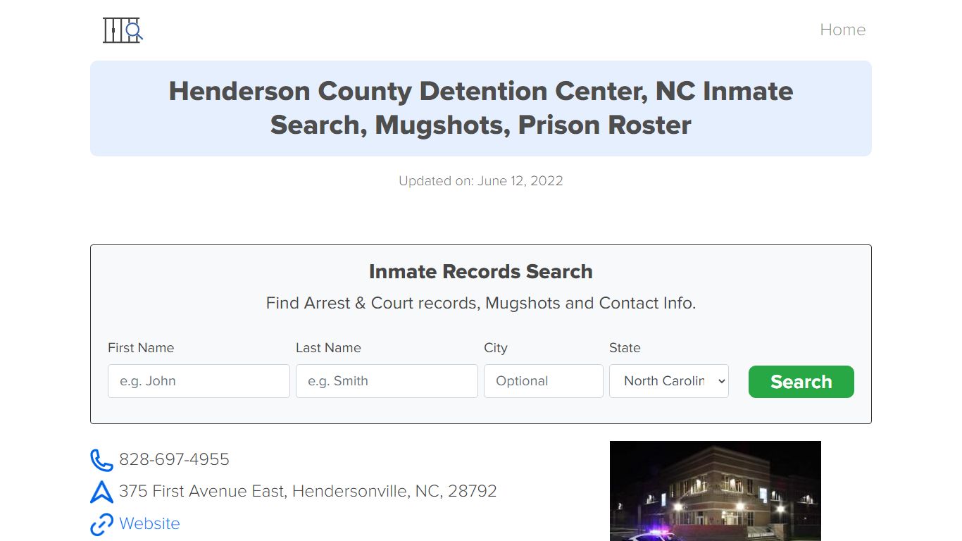 Henderson County Detention Center, NC Inmate Search ...