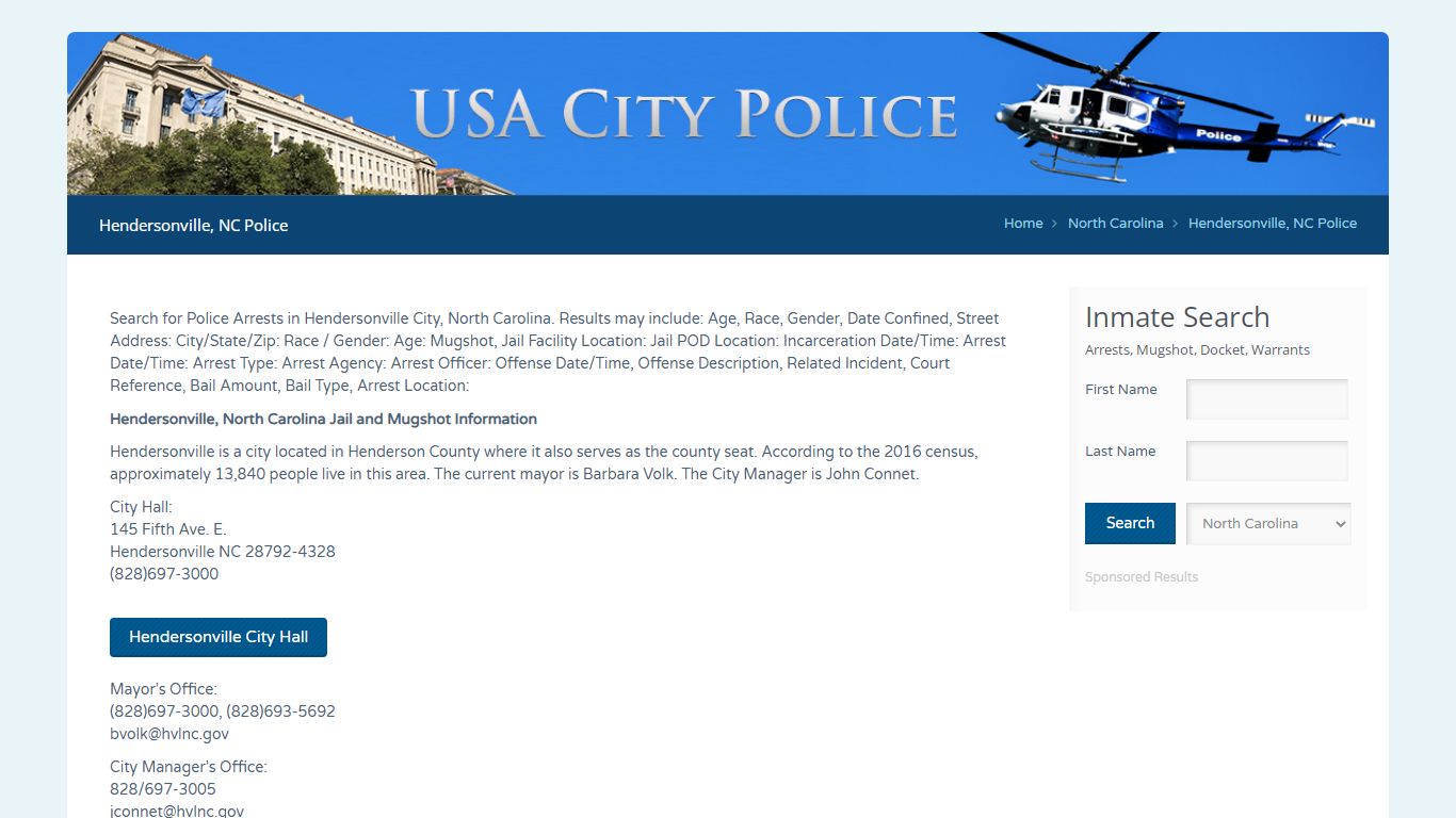 Hendersonville, NC Police | Jail Records